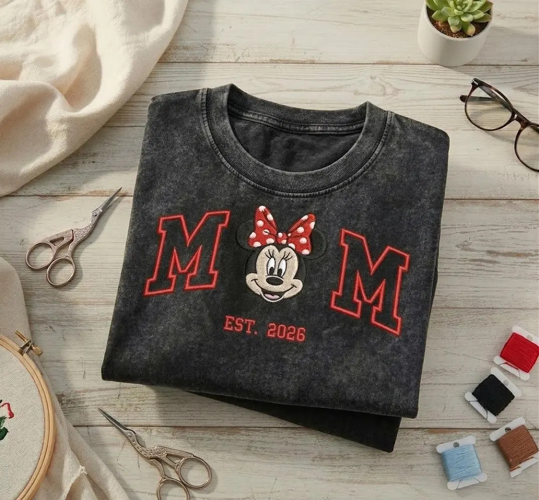 Disney Minnie Mouse Mom Embroidered Washed Shirt, New Mom Tee, Minnie Mom Shirt 2026, Magic Kingd... | Etsy (US)