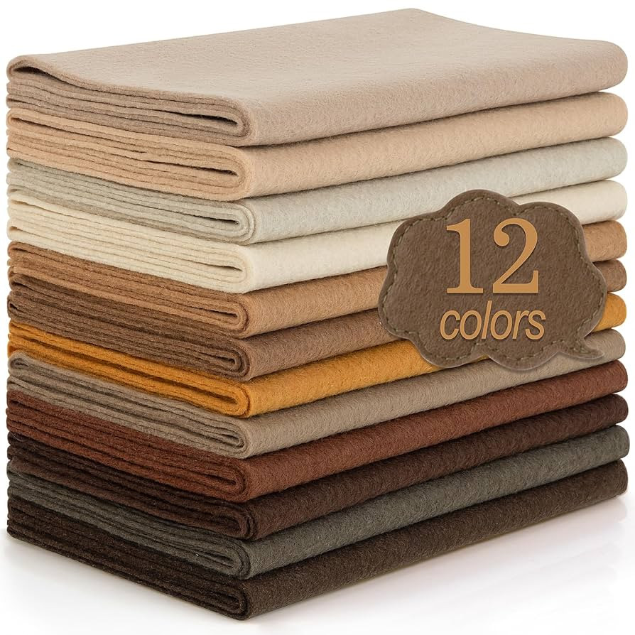 12 Rolls 8"x35"(20.5x90cm) 1.4mm Thick Soft Felt Fabric Sheet 12 Assorted Brown Tone Series Color... | Amazon (US)
