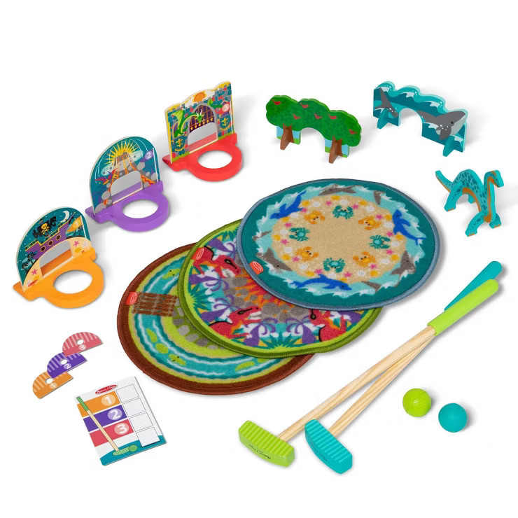 Melissa & Doug Fun at the Fair! Mini Golf Play Set - 3 Multi-Themed Holes and Wooden Obstacles | Target