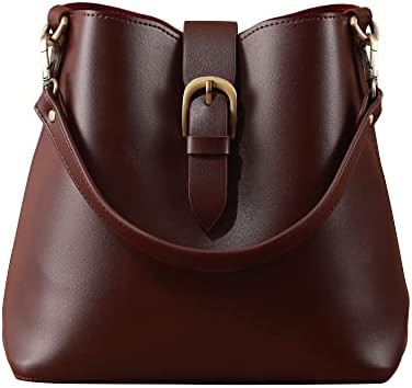 Town Bucket Vegan Leather Bag For Women Hobo Retro Faux Casual Purse Classic Vintage Simple Shoul... | Amazon (US)