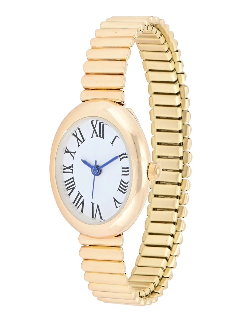 No Boundaries Adult Female Goldtone Petite Oval Case Watch with Gold Expansion Bracelet. | Walmart (US)