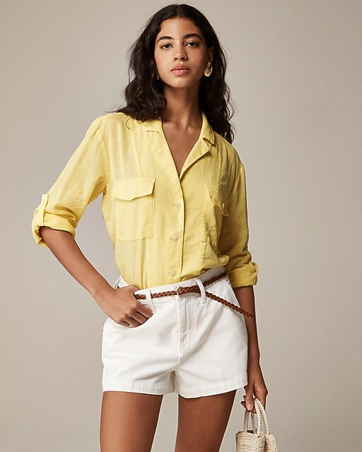 Camp-collar shirt in featherweight linen blend | J. Crew US