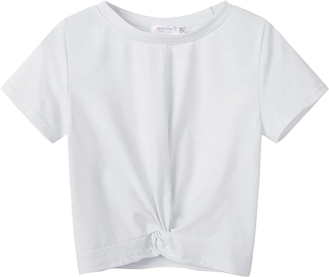 Arshiner Girls Casual Tie Dye Short-Sleeve T-Shirt Cute Print Summer Blouse for Girls Twist Front... | Amazon (US)