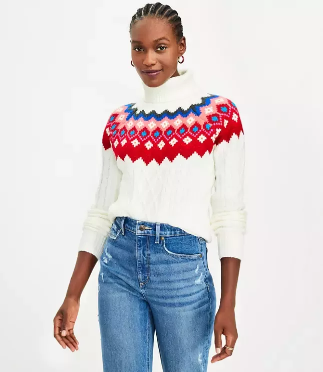 J crew fair isle sale turtleneck sweater