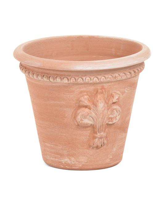Handmade In Italy 14x12.25 Fleur De Lis Terracotta Planter | TJ Maxx
