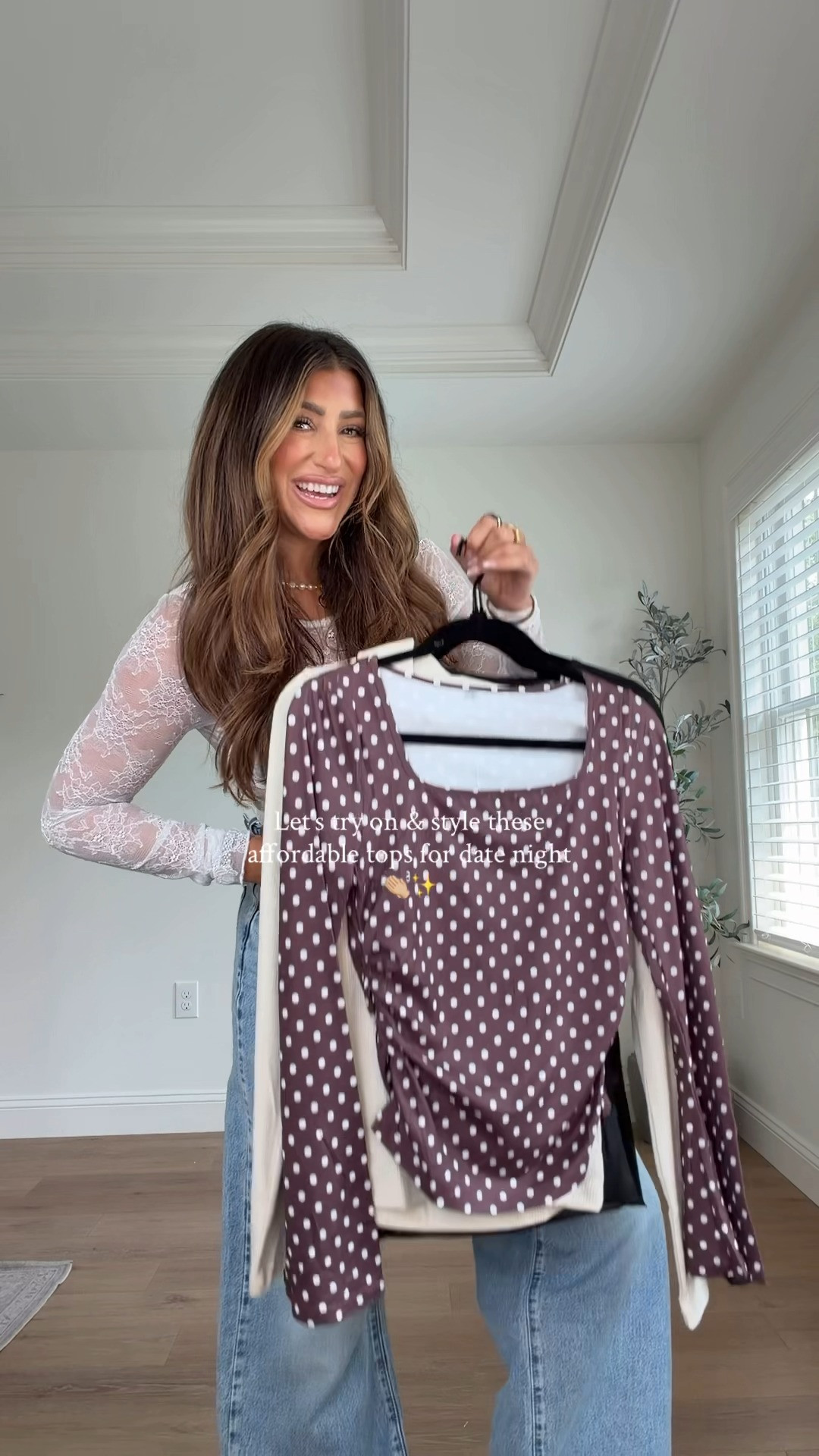 The cutest date night outfits 👏🏼🤍 

Lace top, polka dot top, sheer top are all perfect for summer to fall tradition outfits, GDWM, elevated casual outfit ideas, women’s style 

 #LTKmomlife #LTKSeasonal #LTKSaleAlert