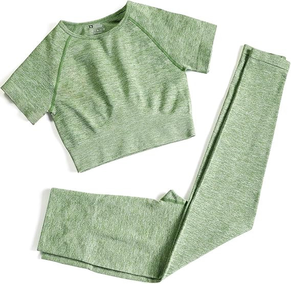 PINKSAVIOR Workout Sets for Women Two Piece Outfits Seamless High Waist Leggings Yoga Crop Tops A... | Amazon (US)