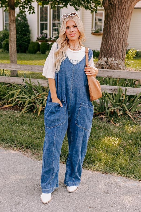 Latte Break Denim Jumpsuit Curves | Impressions Online Boutique