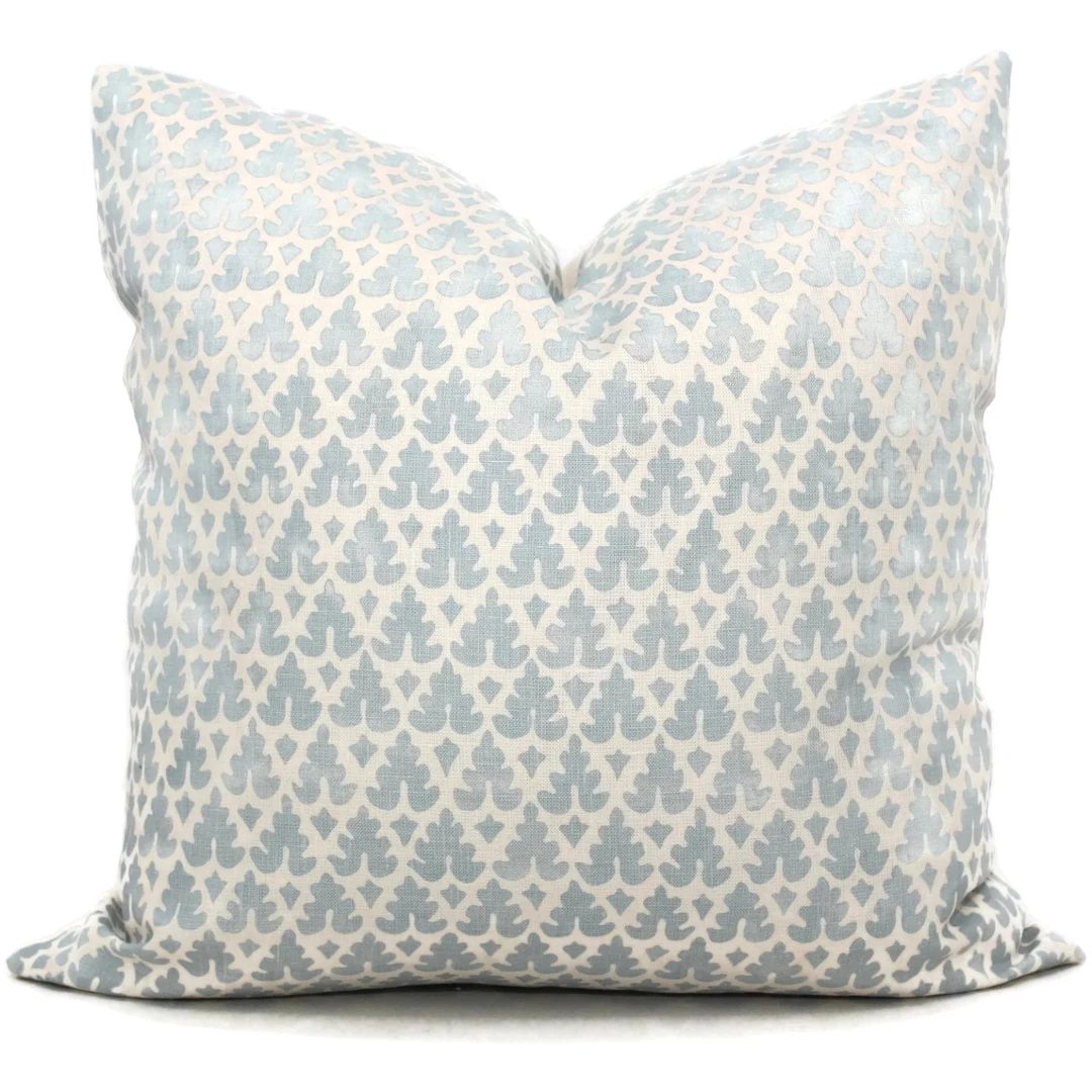 Quadrille Soft Windsor Blue Volpi Pillow Cover Square, Eurosham or Lumbar pillow, Accent Pillow, ... | Etsy (US)
