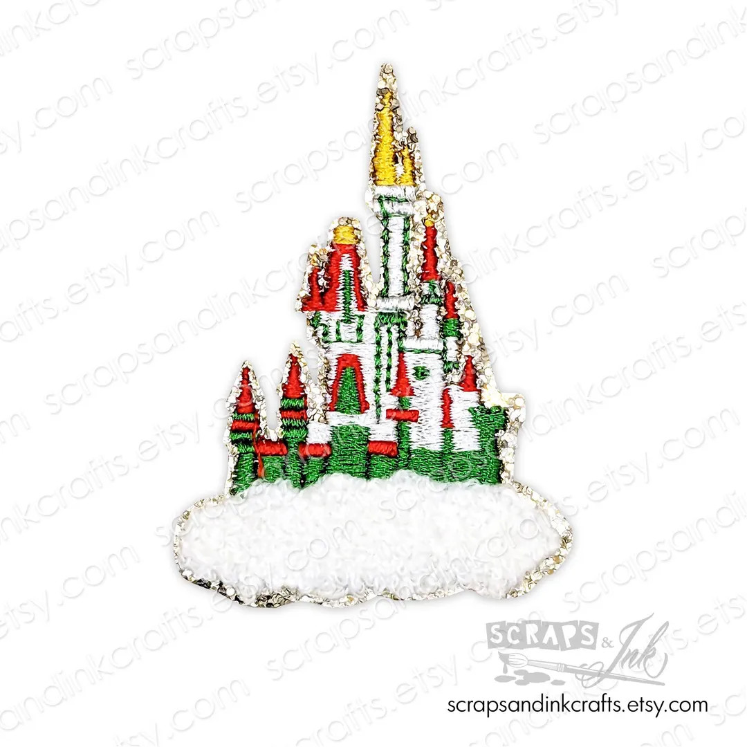 CHRISTMAS CASTLE Embroidered/chenille Iron-on Patch for DIY Crafts, Clothing, Bags & Home Décor-... | Etsy (US)