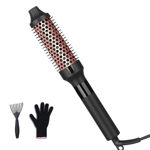 hopopower 1.25/1.5 Inch Thermal Brush Ceramic Double PTC Heated Round Brush Hot Comb, Curling Iron Tourmaline Ionic Hair Curler Dual Voltage for Traveling (32MM) | Amazon (US)