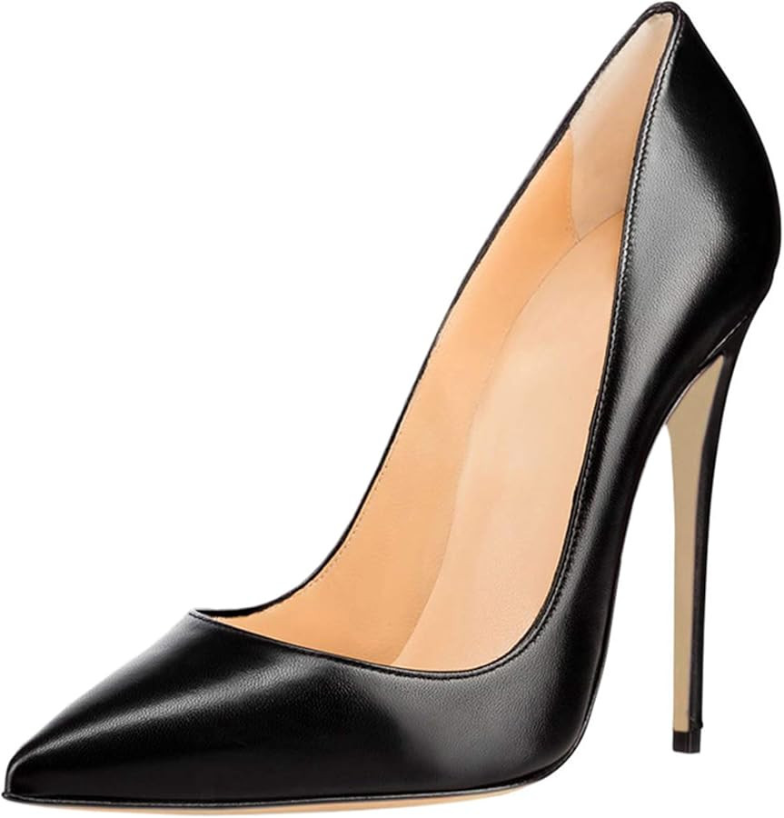 COLETER Women's Sexy Pointed Toe High Heels,4.72 inch/12cm Patent Leather Pumps,Wedding Dress Sho... | Amazon (US)