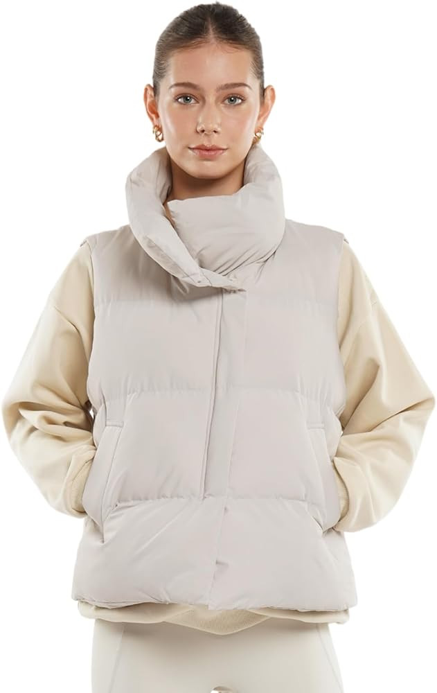 Women Puffer Vest, Oversized Sleeveless Cropped Winter Vests Outerwear, Versatile Padded Warm Puf... | Amazon (US)