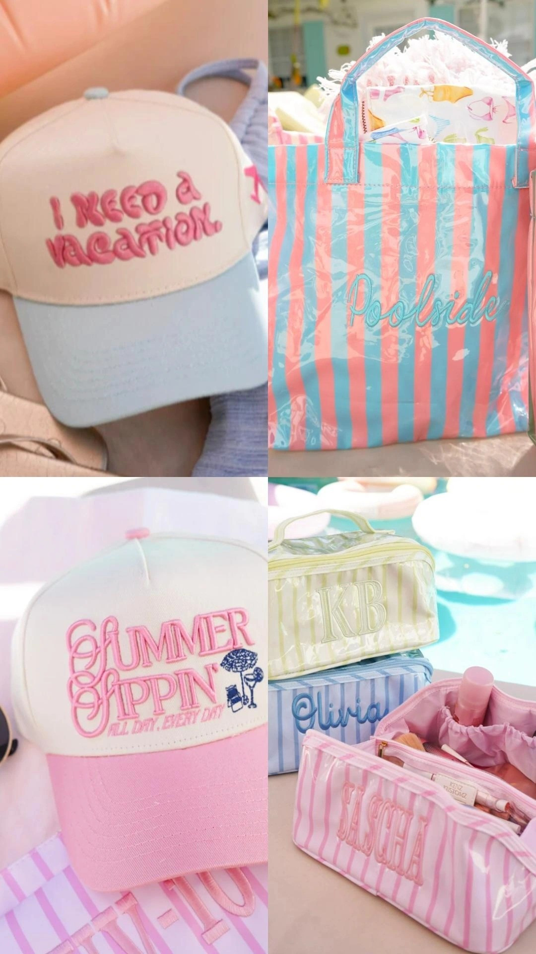 Fun summer hats totes and travel Pouches for vacation 

#LTKTravel #LTKSwim #LTKSeasonal