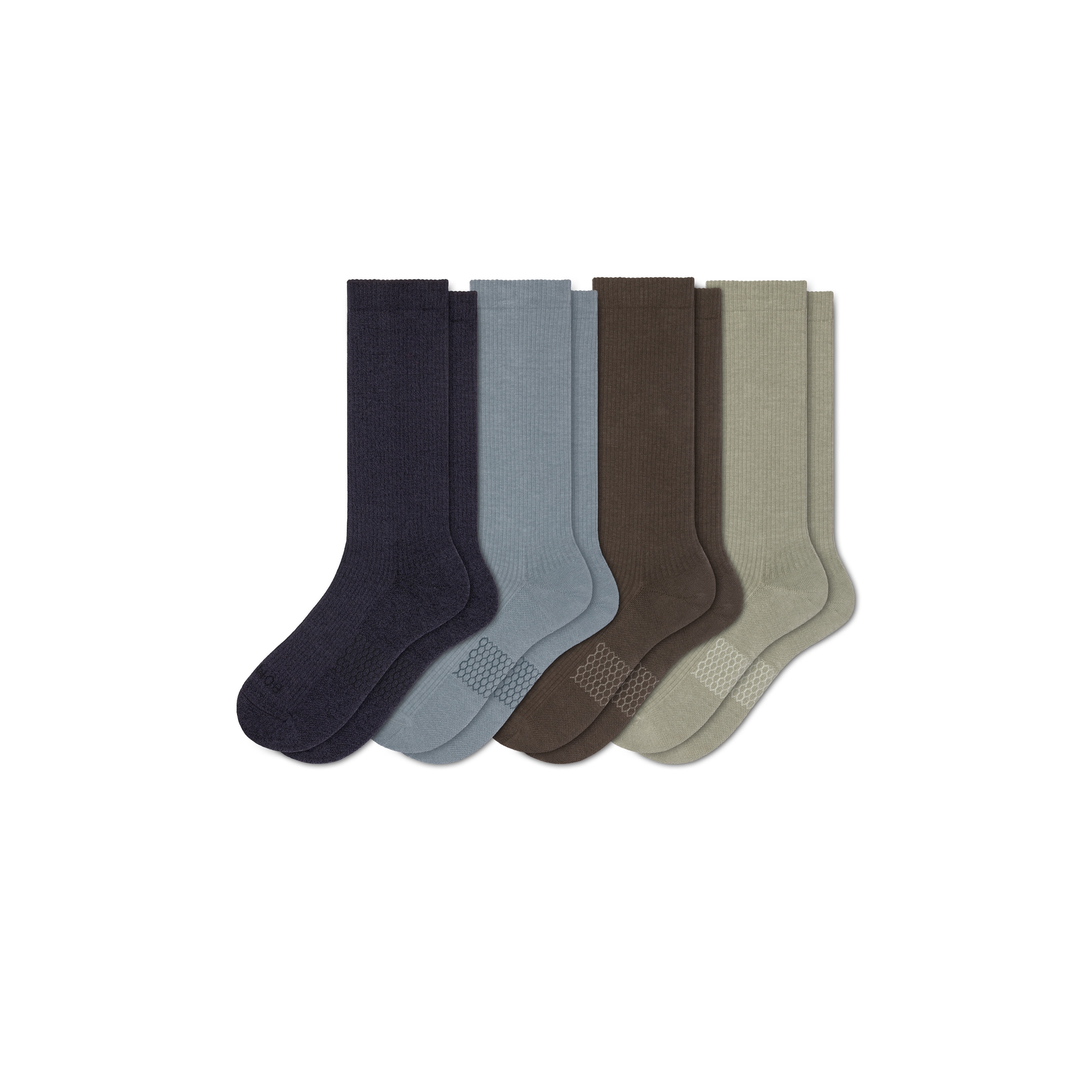 Men's Modern Rib Calf Sock 4-Pack - Sage Storm Mix - Large - Cotton Blend - Bombas | Bombas