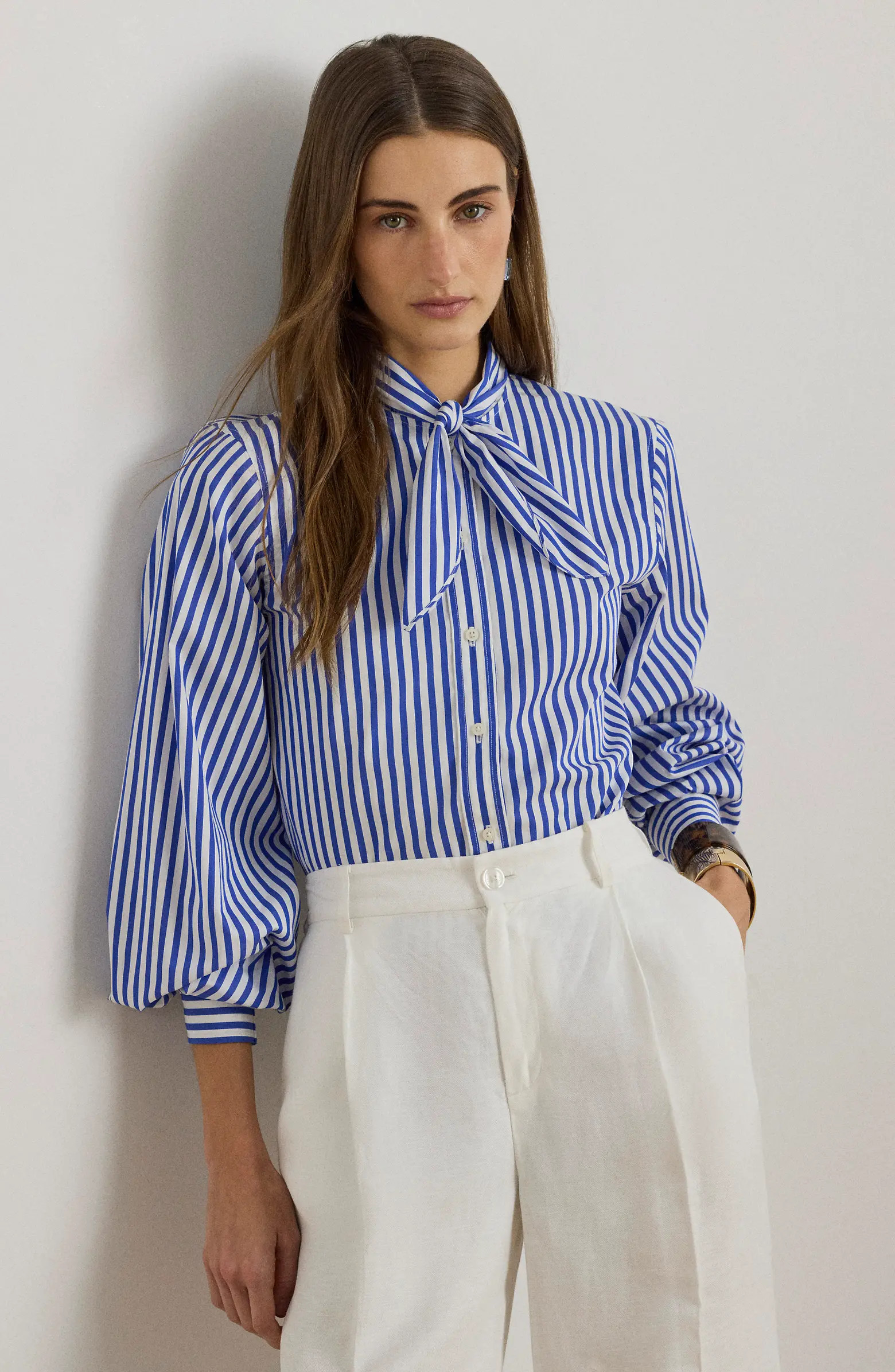 '70s Stripe Cotton Broadcloth Crop Popover Shirt | Nordstrom