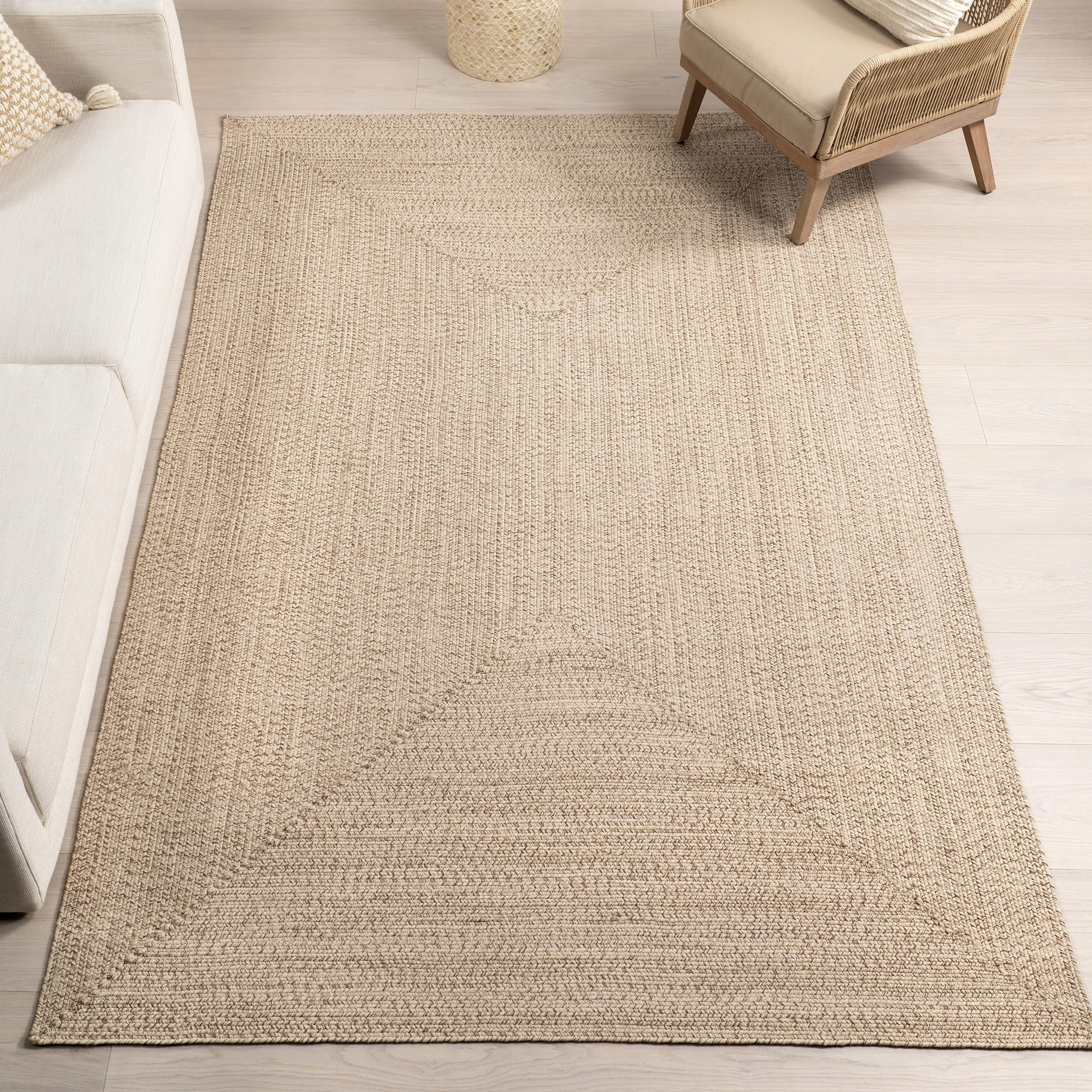 nuLOOM 4' x 6' Solid Hand Braided Indoor/Outdoor Area Rug, Pet-Friendly, High Traffic, Weather Resistant, for Patio, Balcony, Bedroom, Living, Dining Room, Wynn Tan | Amazon (US)