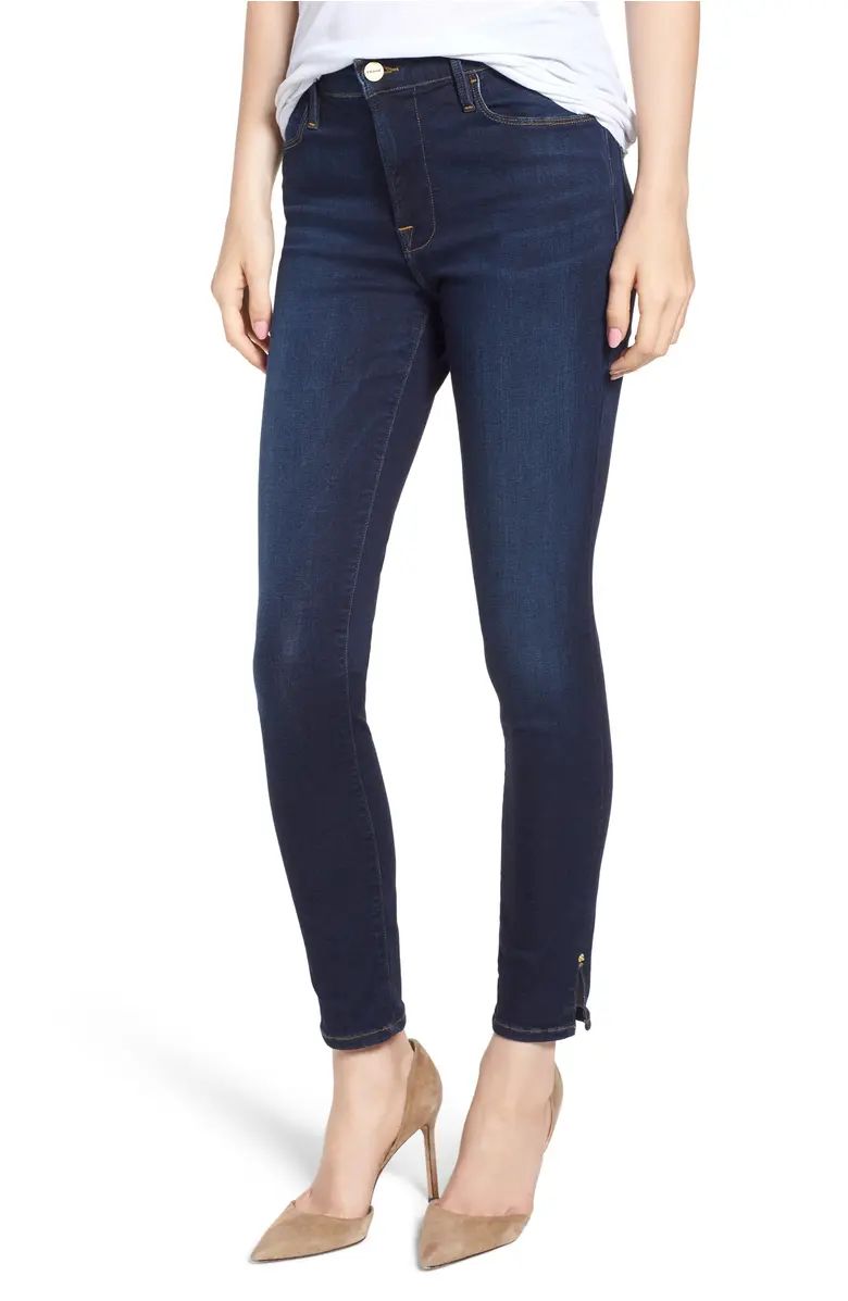 FRAME Le High Slit Hem Skinny Jeans (Whythe) | Nordstrom