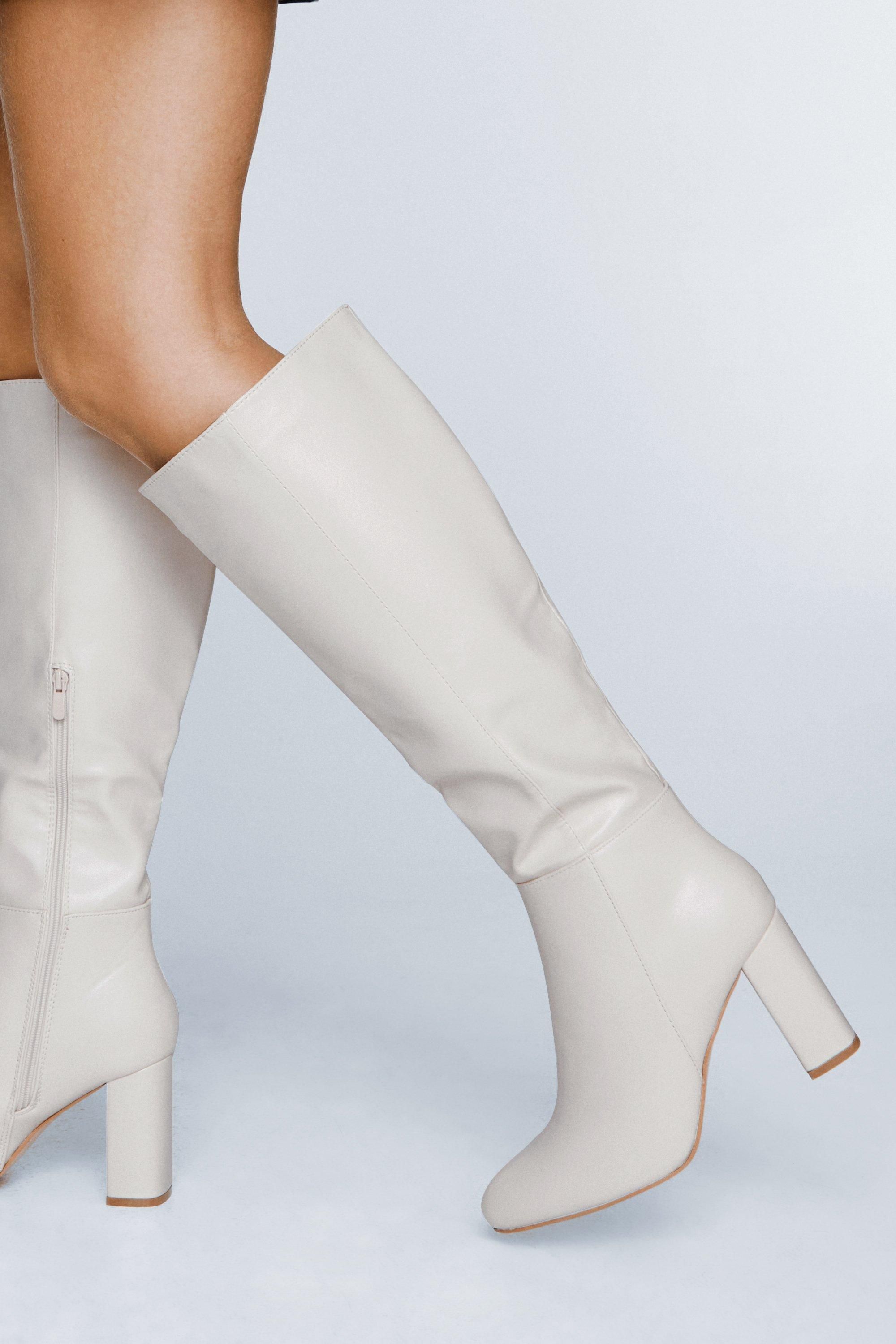 Faux Leather Wide Fit Knee High Boots | Nasty Gal UK (+IE)
