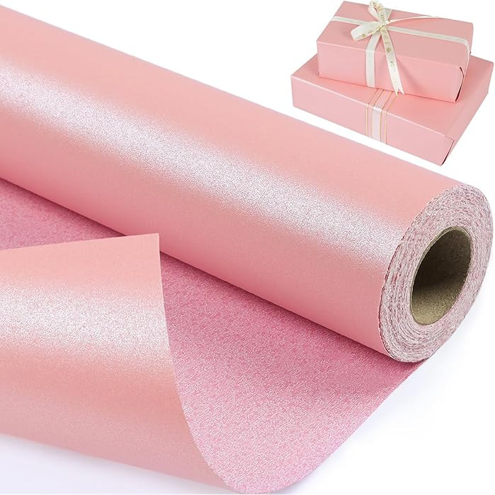 Pink Wrapping Paper - Solid Color Shimmery Pearly-Lustre - Shiny Pink Gift Wrap Paper, Gift Wrapp... | Amazon (US)