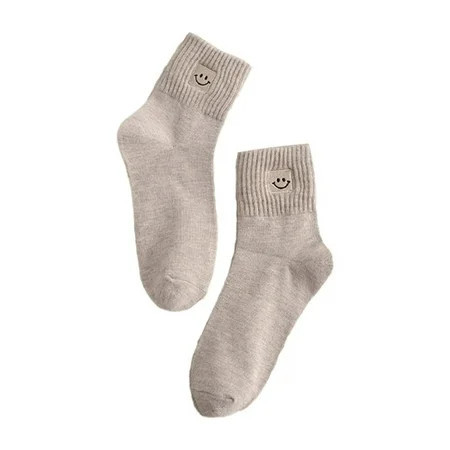 Milue Fashion Women Cotton Socks Japanese Smiling Face Embroidery Casual Ankle Socks | Walmart (US)