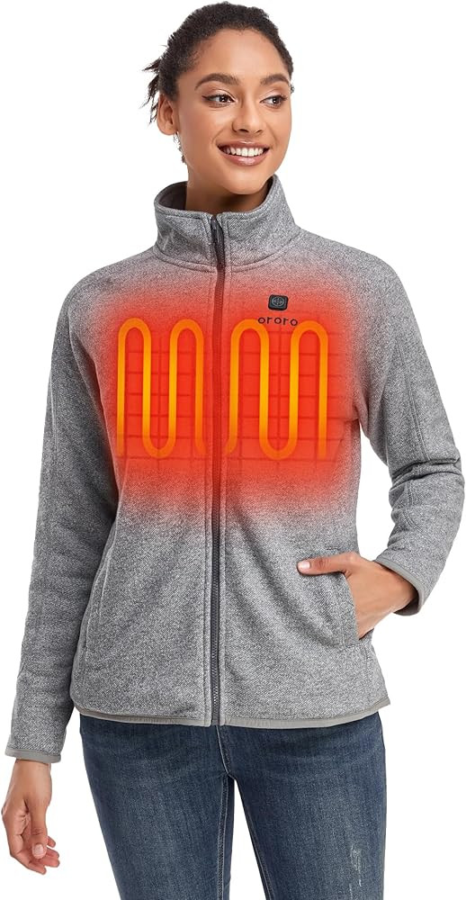 ORORO Women’s Heated Jacket-Full Zip Fleece Jacket with Battery Pack | Amazon (US)