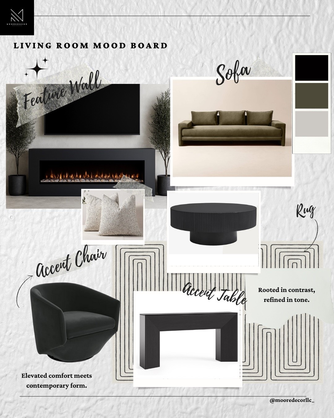 Olive tones, minimal lines, and a bold fireplace feature — this space feels grounded and luxe all at once. Cozy, but with attitude.

#LTKHome #LTKStyleTip