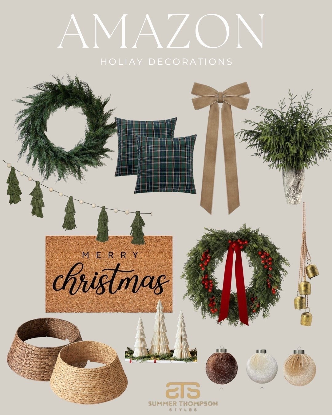 Holiday decorating made easy 🎄✨
These Amazon finds bring all the cozy Christmas charm from plaid pillows and wreaths to tree skirts and ornaments. Perfect pieces to style your home for the season!

#AmazonHolidayDecor #ChristmasHomeDecor #HolidayStyle #AmazonFinds #CozyChristmas #NeutralHolidayDecor #HomeForTheHolidays #ChristmasInspo #AmazonHomeDecor



#LTKHome #LTKHoliday #LTKSeasonal