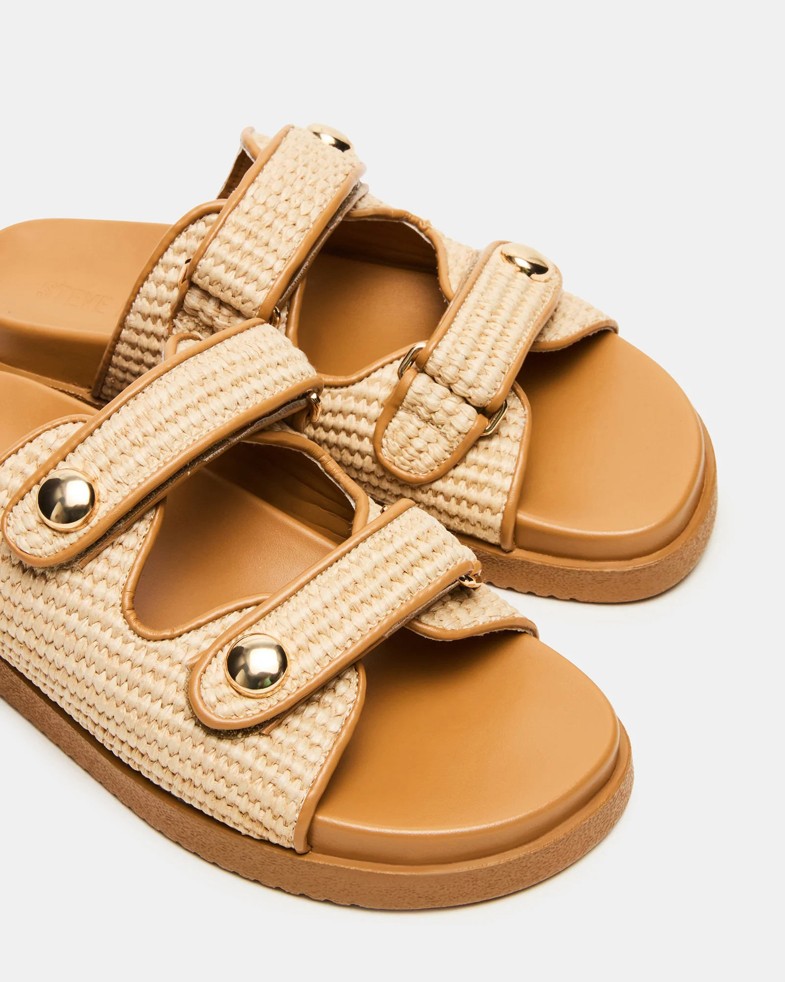 ATHENS Natural Raffia Slide Footbed Flatform Women's Sandal | Steve Madden (US)