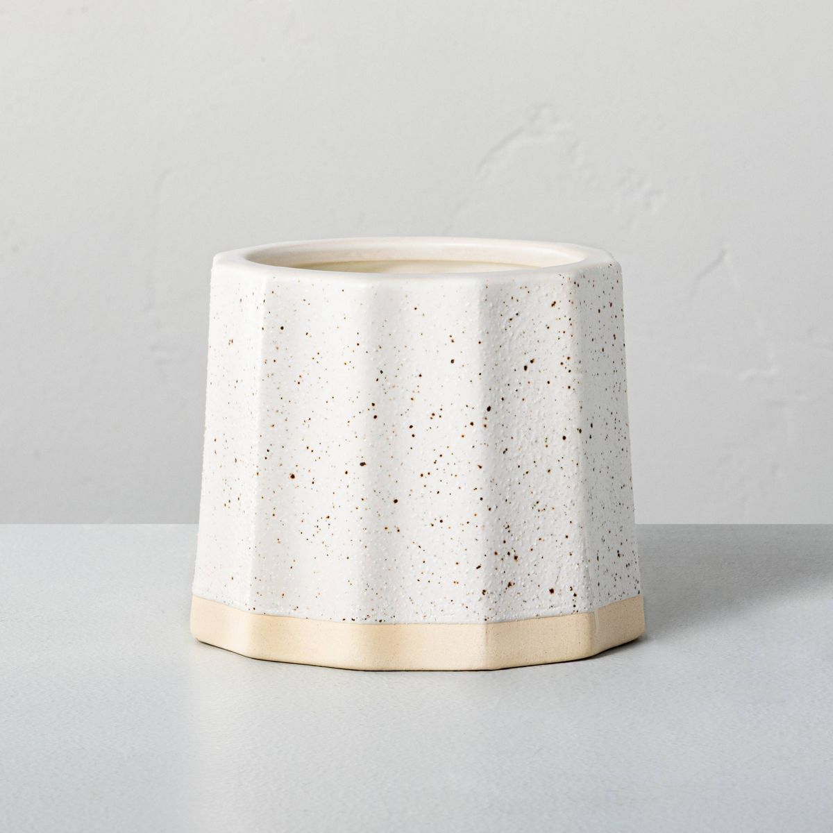 Wide Fluted Speckled Ceramic Salt Jar Candle Tonal Cream 11oz - Hearth & Hand™ with Magnolia | Target