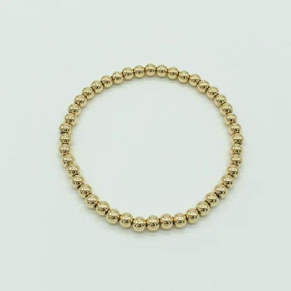 Gold Filled Beaded Bracelet 4mm 14k Gold Beaded Ball | Etsy | Etsy (US)