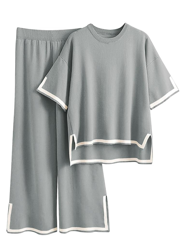 Imily Bela Womens Plus Size Lounge Sets 2 Piece Outfits Short Sleeve Pullover Tops Wide Leg Pants... | Amazon (US)