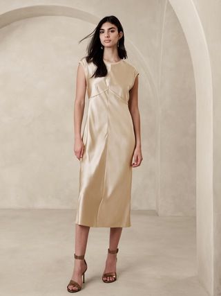 Claudette Silk Midi Dress | Banana Republic (US)