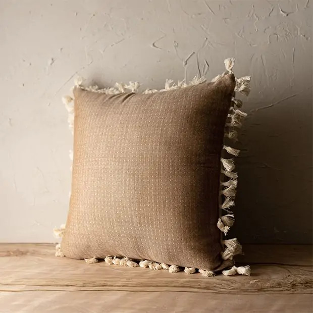 Nice and Neutral Tassel Fringe Accent Pillow | Antique Farm House