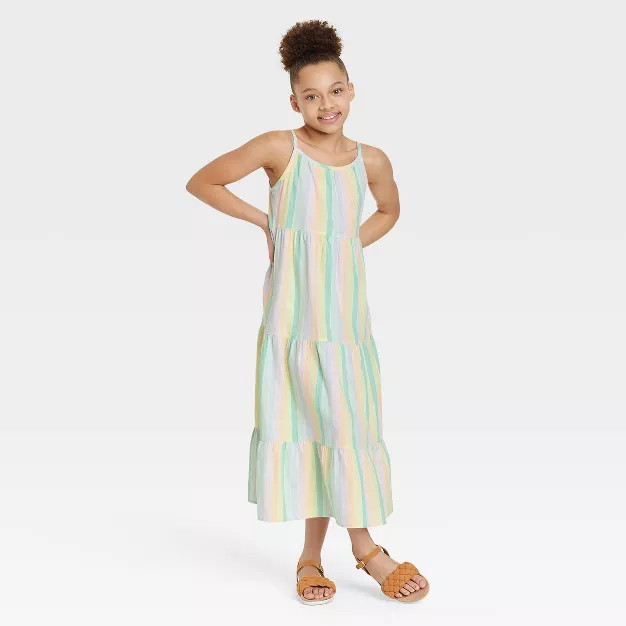 Girls' Tiered Sleeveless Woven Maxi Dress - Cat & Jack™ | Target