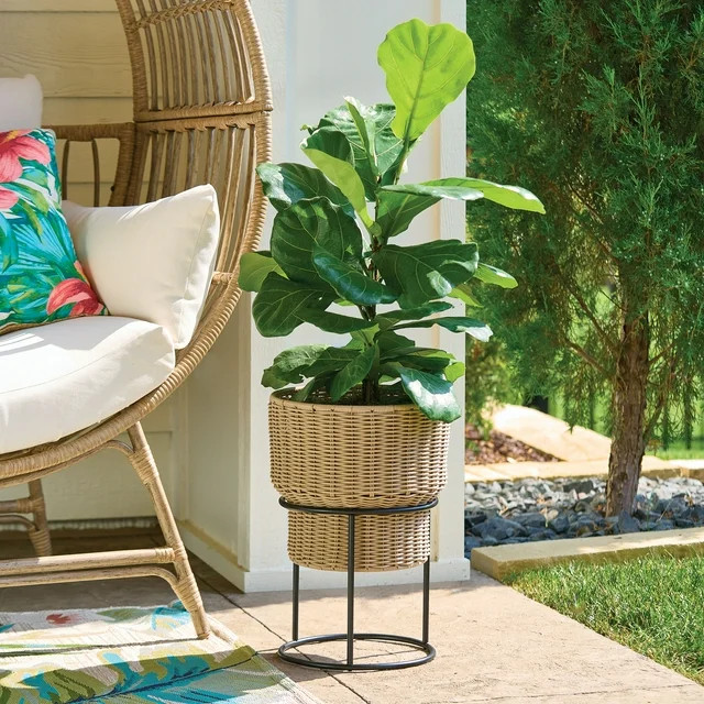 Better Homes & Gardens 12 inch Celeste Resin Planter with Metal Stand, Indoor or Outdoor Use | Walmart (US)