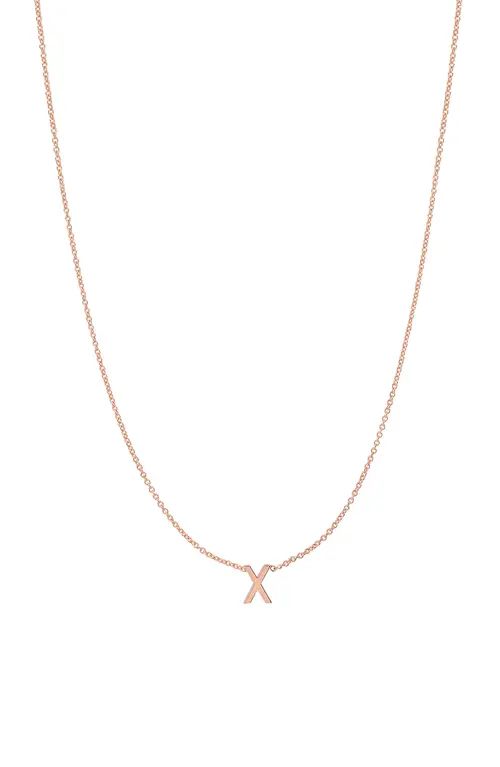 BYCHARI Initial Pendant Necklace in 14K Rose Gold-X at Nordstrom | Nordstrom