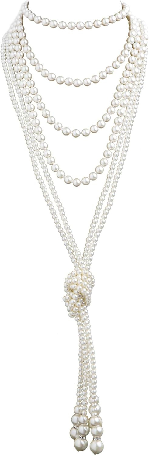 Cizoe 1920s Pearls Necklace Fashion Faux Pearls Gatsby Accessories Vintage Costume Jewelry Cream ... | Amazon (US)