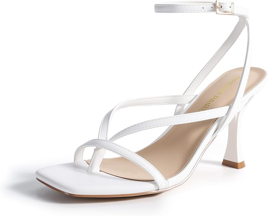 DREAM PAIRS Women's Low Kitten Heels Strappy Design with Lace Up Open Square Toe Thong Ankle Stra... | Amazon (US)