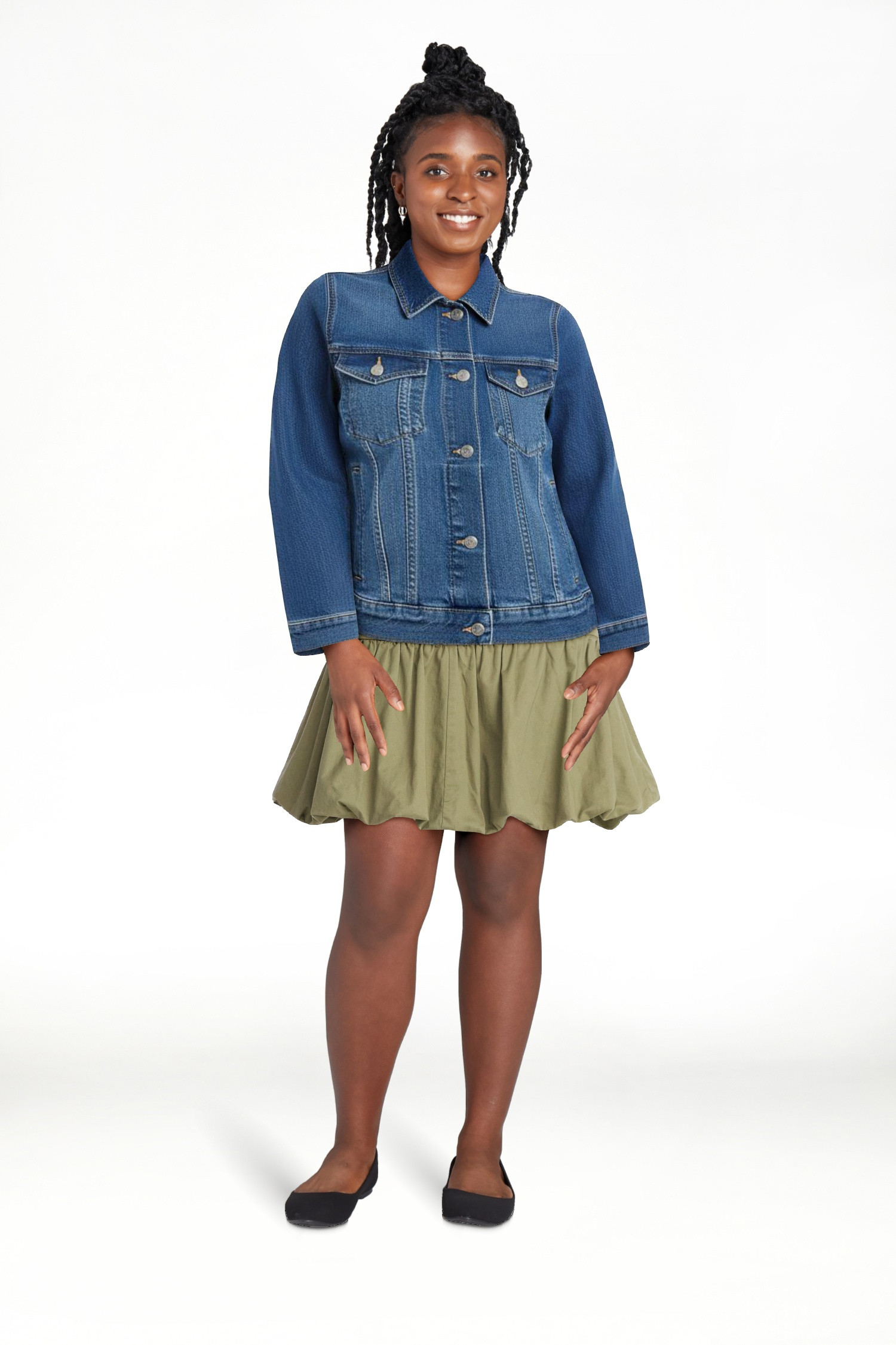 Free Assembly Women's Cropped Denim Jacket with Long Sleeves, Sizes XS-XXL | Walmart (US)