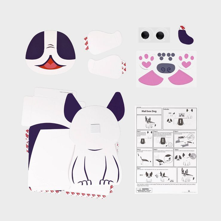 18pc Valentine's Day French Bulldog Mailbox Paper Craft Kit - Spritz™ | Target