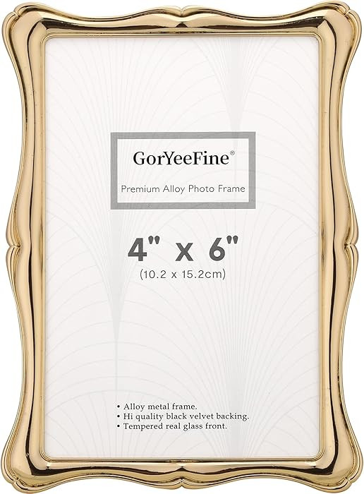 4 x 6'' Premium Alloy Gold Photo Frame - High-End Décor Picture Frames 6x4'' with Velvet Backing... | Amazon (US)
