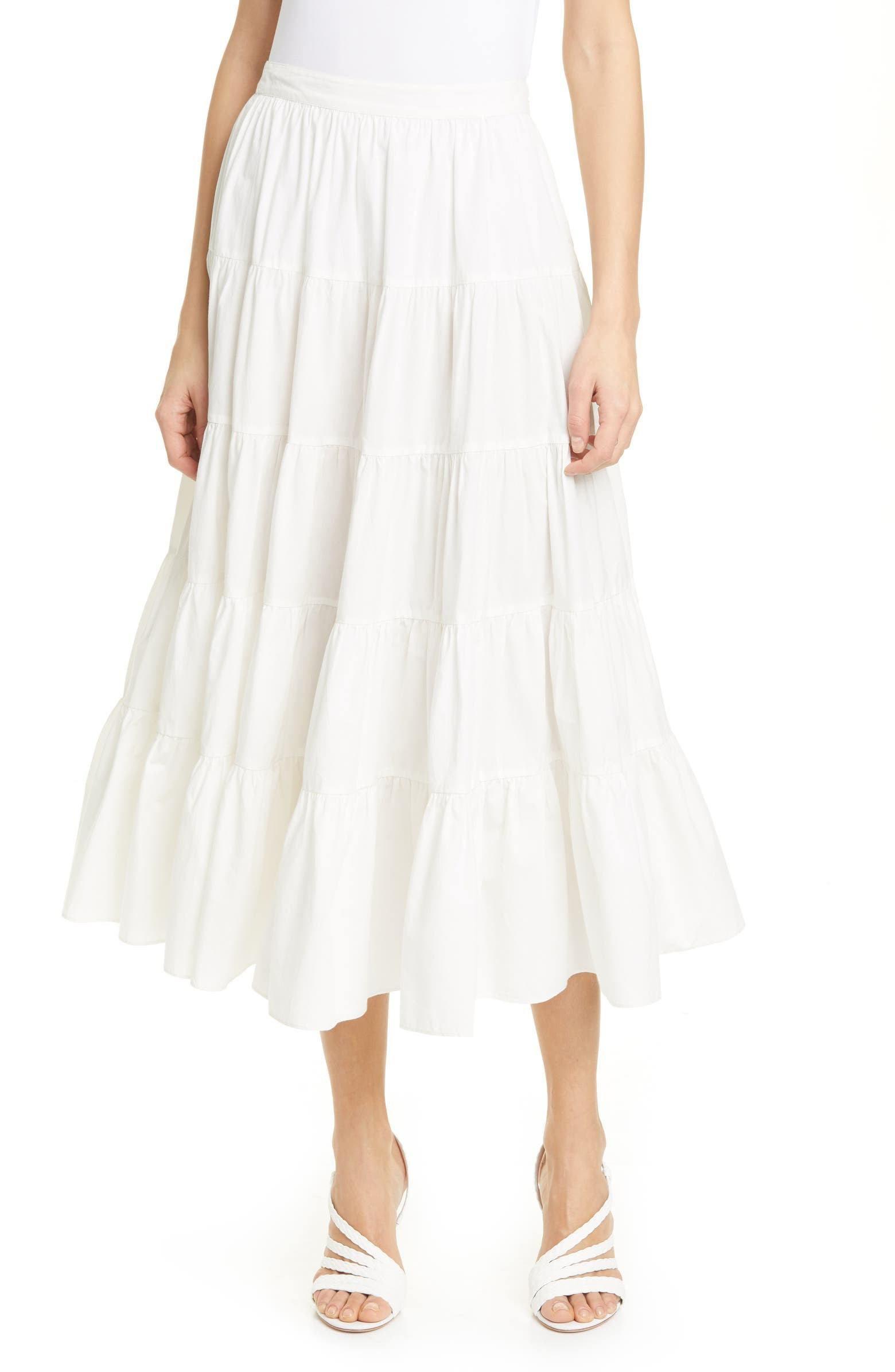 Sylvie Tiered Cotton Midi Skirt | Nordstrom