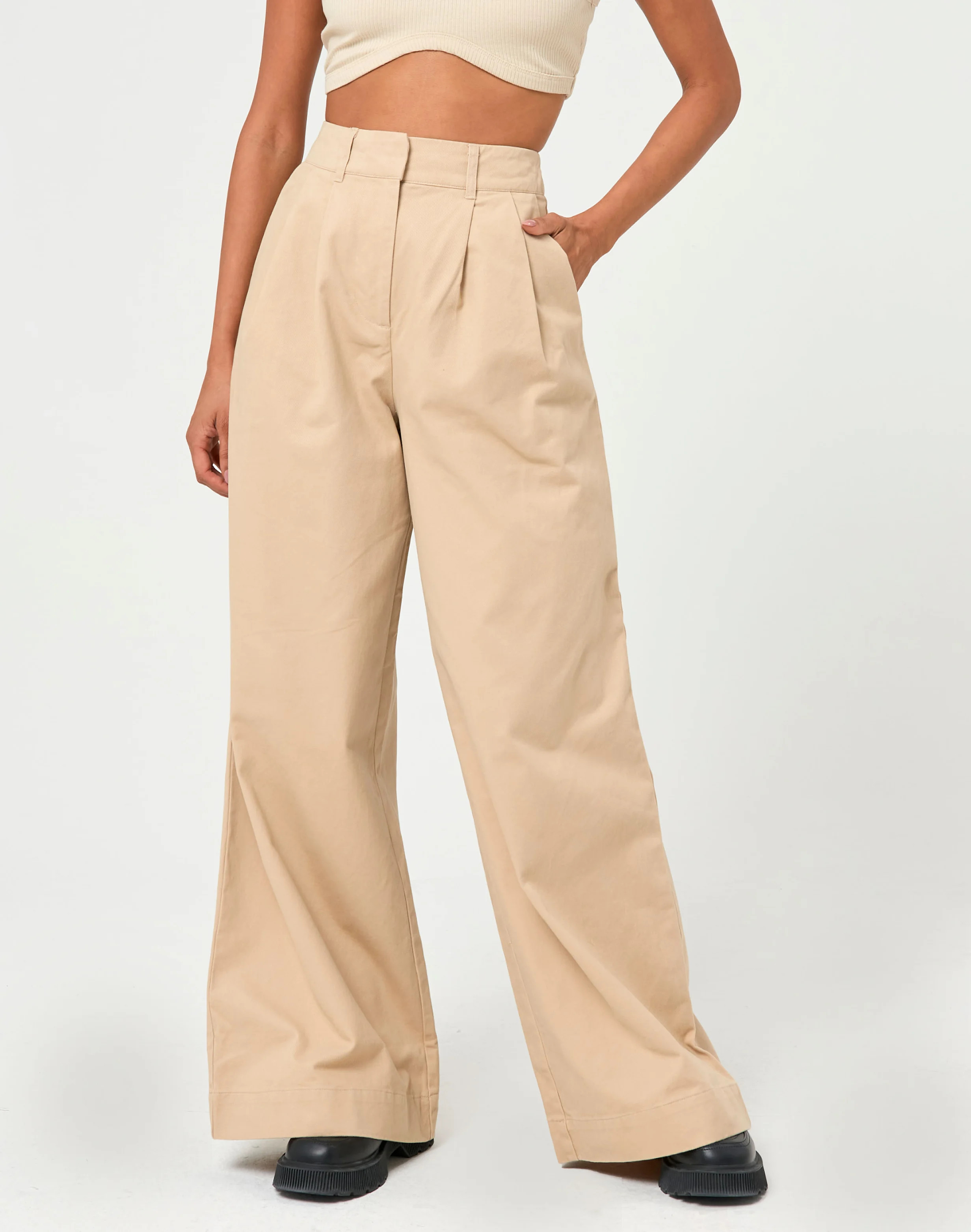 Wide Leg Tailored Cotton Pant | Glassons (AU & NZ)