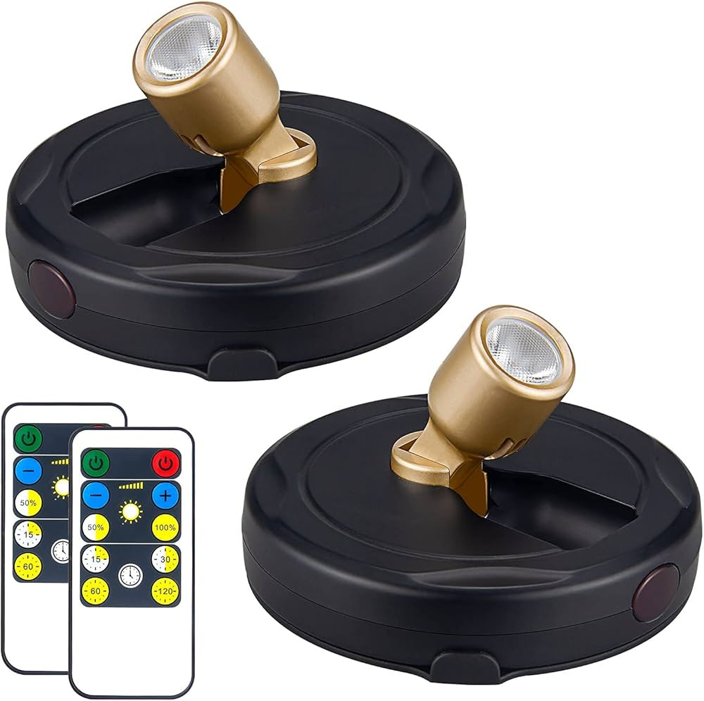 HAMVIDNE Wireless LED Spotlight, Battery Powered Picture Lights, Uplighting Indoor, Puck Lights w... | Amazon (US)