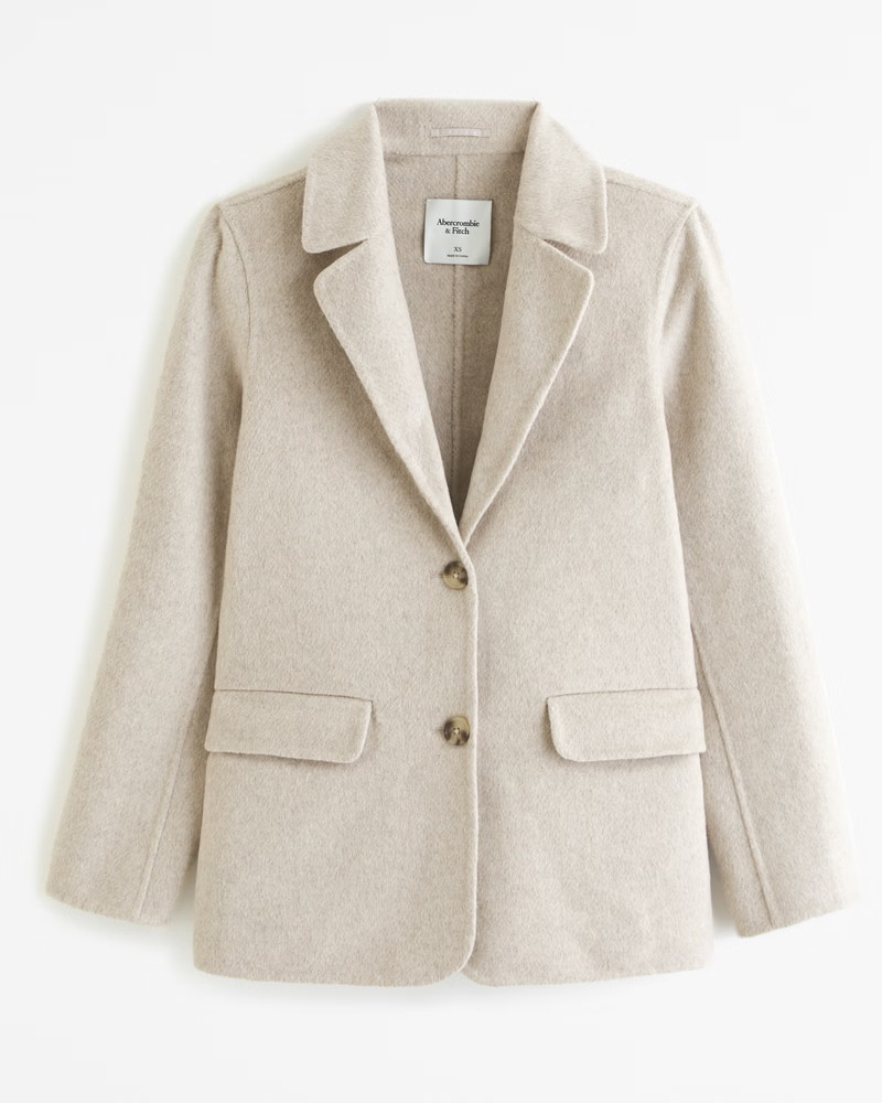 Women's Double-Cloth Wool-Blend Blazer Coat | Women's Clearance | Abercrombie.com | Abercrombie & Fitch (US)