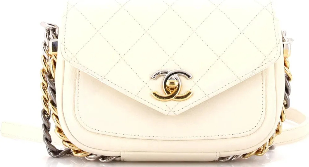 Amazon.com: Chanel, Pre-Loved Two Tone Envelope Flap Bag Quilted Calfskin Small, White : Amazon L... | Amazon (US)