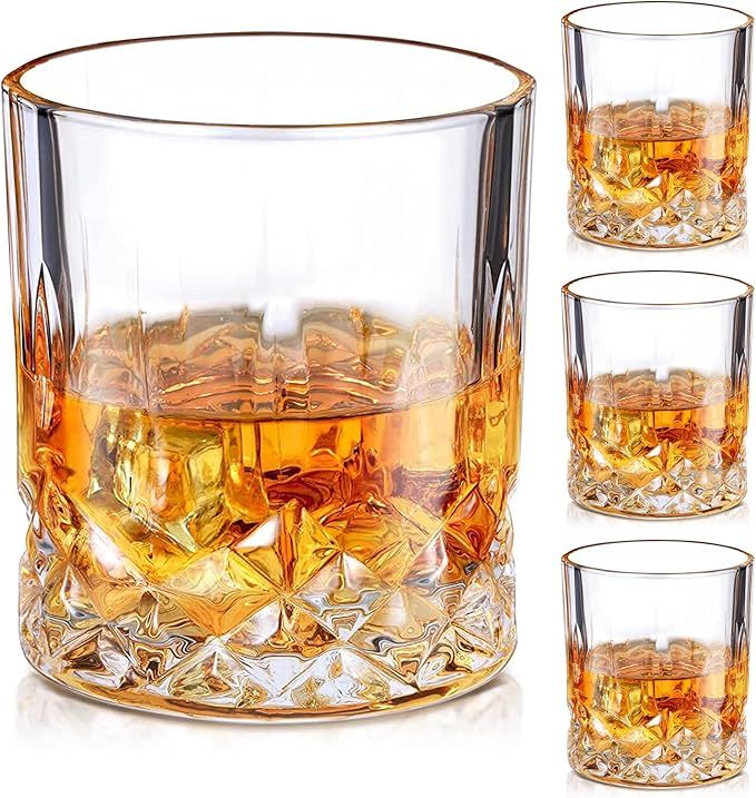 RorAem Whiskey Glasses Set of 4 - Bourbon Glasses Crystal Rocks Glasses Whiskey Gifts for Men Old... | Amazon (US)