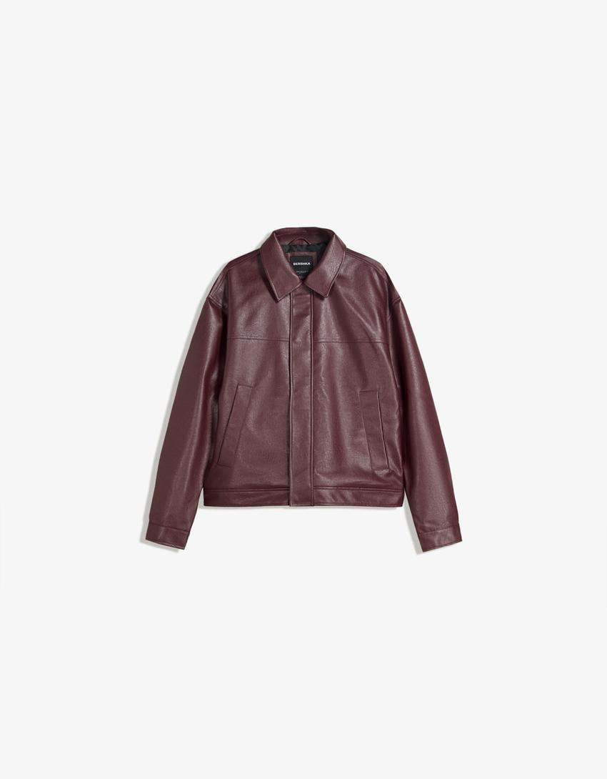 Jacke aus Kunstleder im Boxy-Stil - Lederoptik - Herren | Bershka DE
