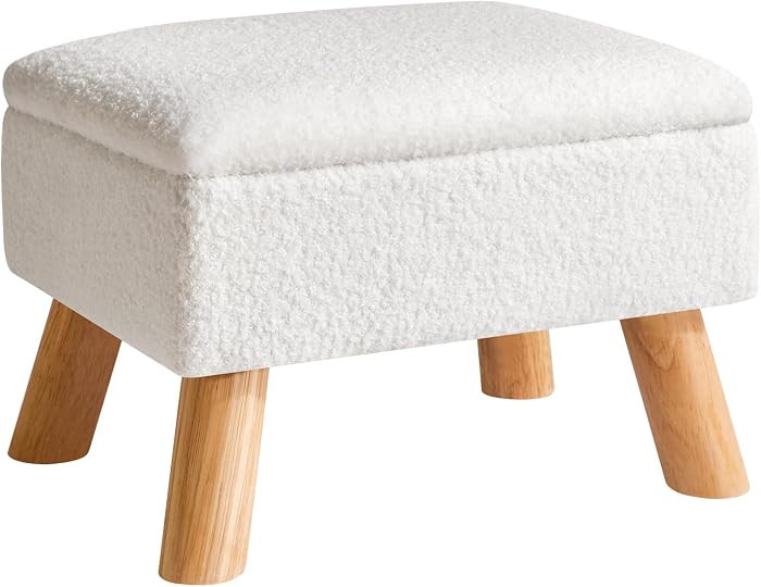 YMYNY Storage Ottoman, Small Foot Stool Ottoman with Storage, White HBD042W | Amazon (US)